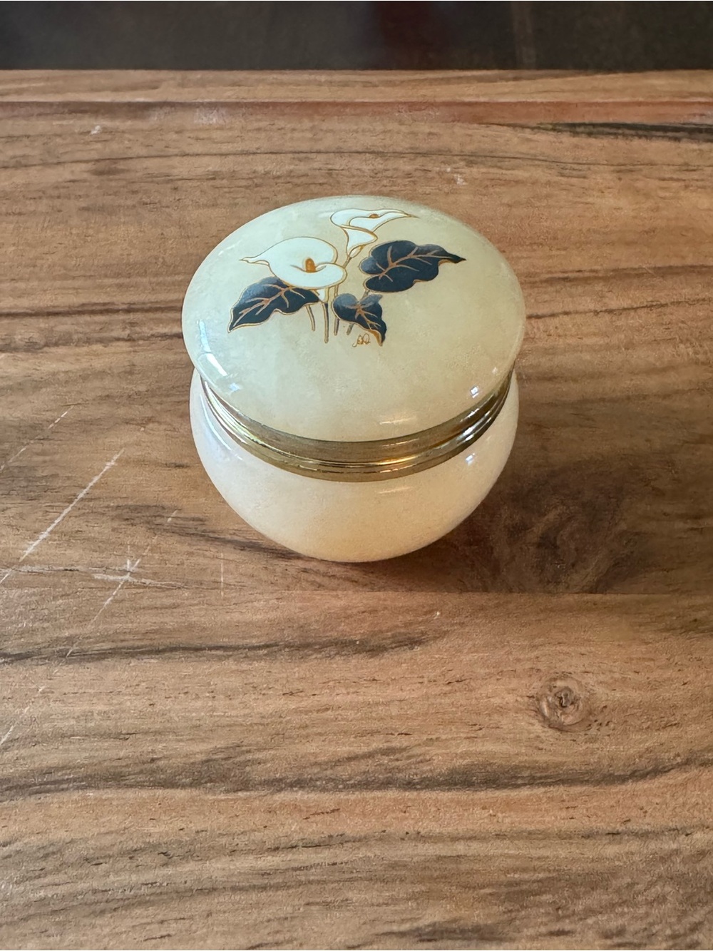 Vintage Italian Genuine Alabaster Hinged Trinket Box